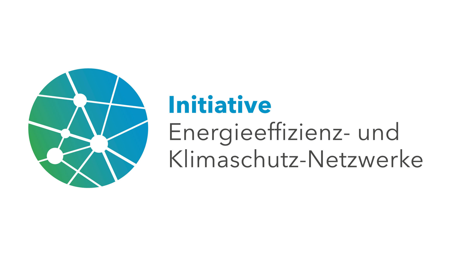 Logo der Initiative Energieeffizienz- und Klimaschutz-Netzwerke mit stilisiertem Netzwerk in Blau und Grün.