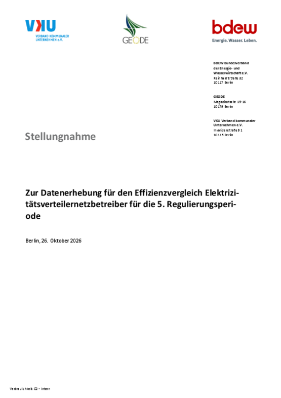 Deckblatt der Publikation Gemeinsame Stellungnahme zur BNetzA-Datenerhebung eingereicht