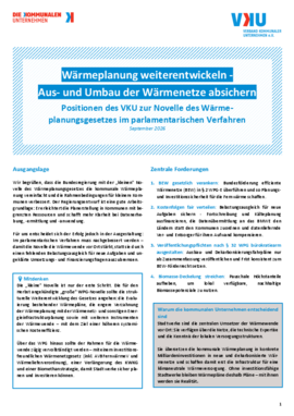 Deckblatt der Publikation VKU-Positionspapier zur Novelle des Wärmeplanungsgesetzes vom 27.05.2026