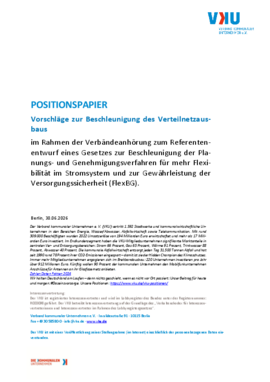 Deckblatt der Publikation Positionspapier Vorschläge zur Beschleunigung des Verteilnetzausbaus  (FlexBG)