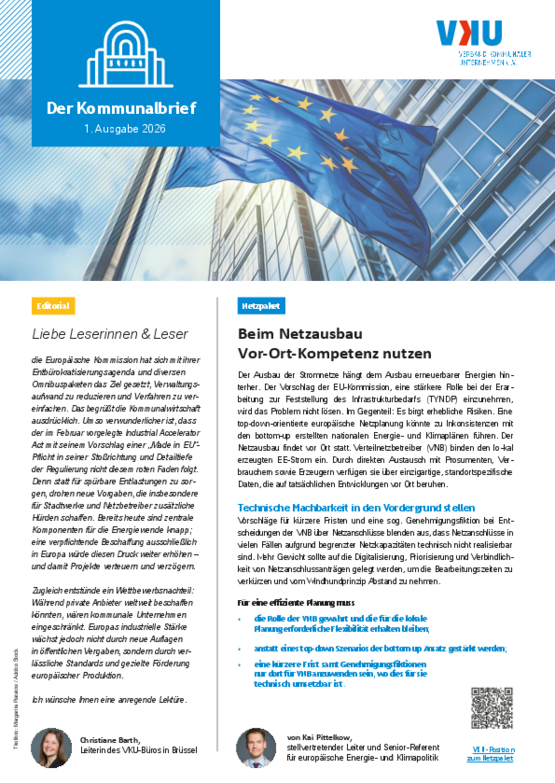 Deckblatt der Publikation Der Kommunalbrief aus Brüssel – Erste Ausgabe 2026