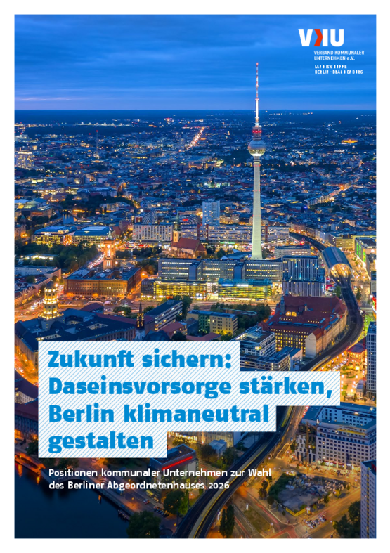 Deckblatt der Publikation Zukunft sichern: Daseinsvorsorge stärken, Berlin klimaneutral gestalten