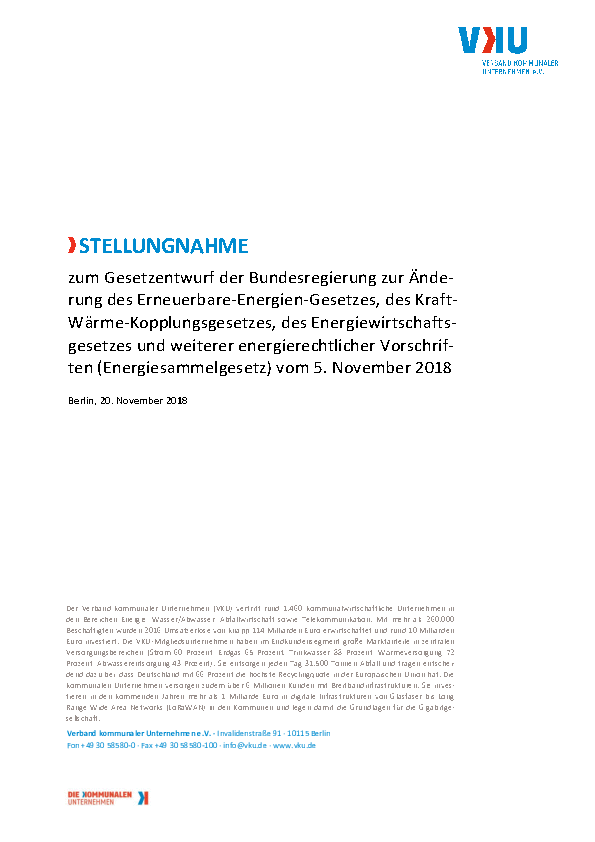 VKU-Stellungnahme VKU-Stellungnahme