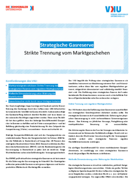 Deckblatt der Publikation Strategische Gasreserve - Strikte Trennung vom Marktgeschehen