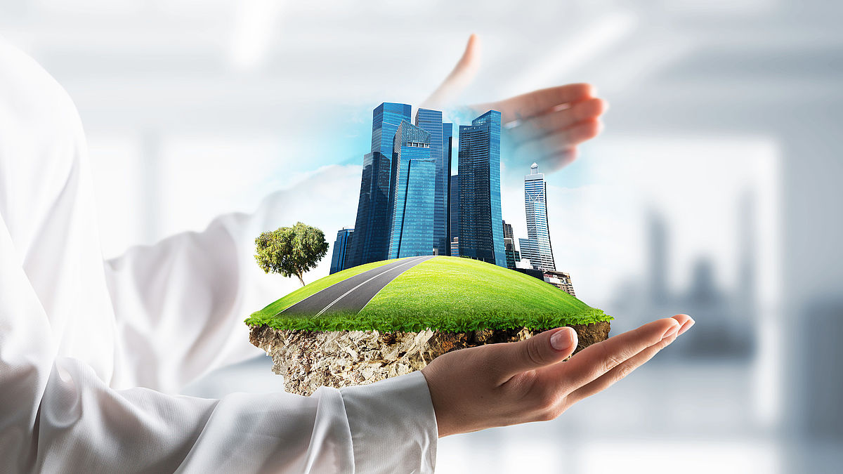 Modern eco friendly city and ecology concepts.