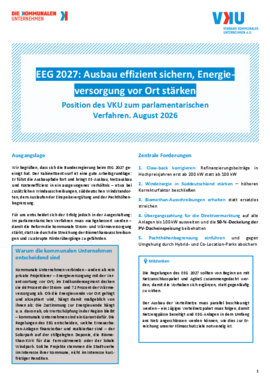 Deckblatt der Publikation EEG 2027: Ausbau effizient sichern, Energieversorgung vor Ort stärken
