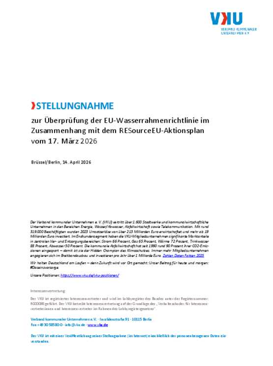 Deckblatt der Publikation zur Überprüfung der Wasserrahmenrichtlinie