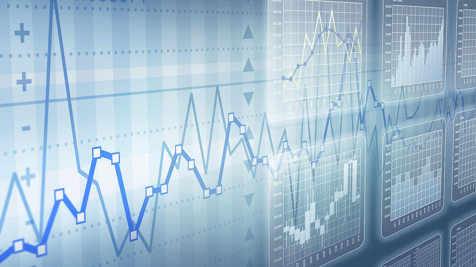 Ein digitales Display mit verschiedenen Liniendiagrammen