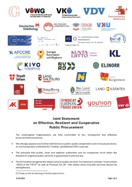 Deckblatt der Publikation Joint Statement on Effective, Resilient and Cooperative Public Procurement